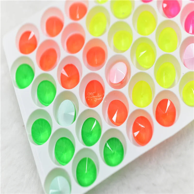 rhinestones rivoli neon crystal glass  stones  Jewelry making round gems 10mm wholesale cloth decor