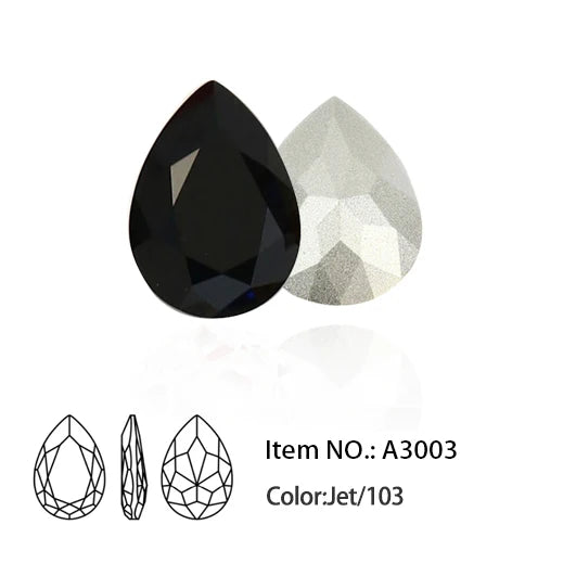 Glitter Crystal Teardrop Rhinestone, Pointback, Fancy Stone, Drop Strass Diamond for Nailart Decorations, Glass Gems Applique