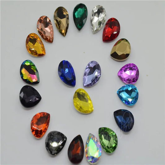 18x25mm 30x40mm Wholesale teardrop crystal Crafts Pointback Glue on Bulk stones Garment rhinestones Jewelry Accessories 30x40mm 20x30mm