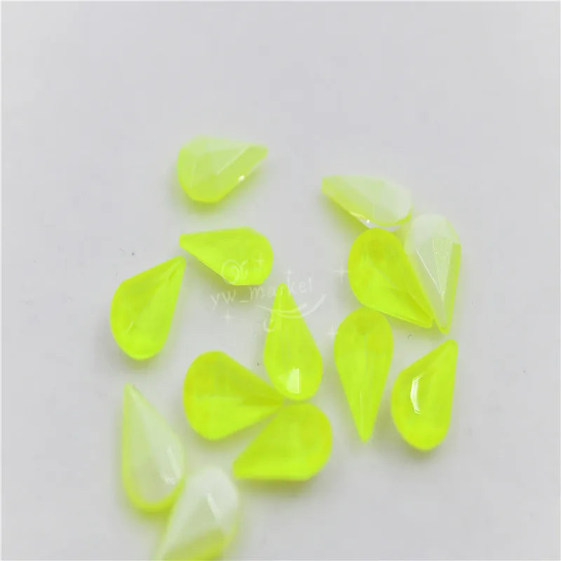 Small diamond fluorescence Teardrop Pointback Crystal Fancy Stone Glass Jewelry Beads Necklace making 8x13mm dress crafts