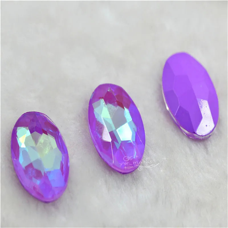30x40mm big size Oval shape Glitter Glass fancy stones glue Rhinestone clothing