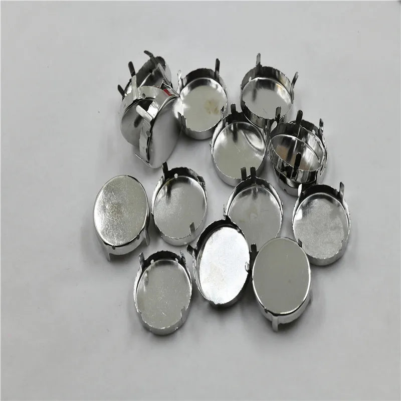 18x25 Strong  Empty  Rhinestone Claw Setting  for Jewellery Soldering Silver Teardrop oval navett round