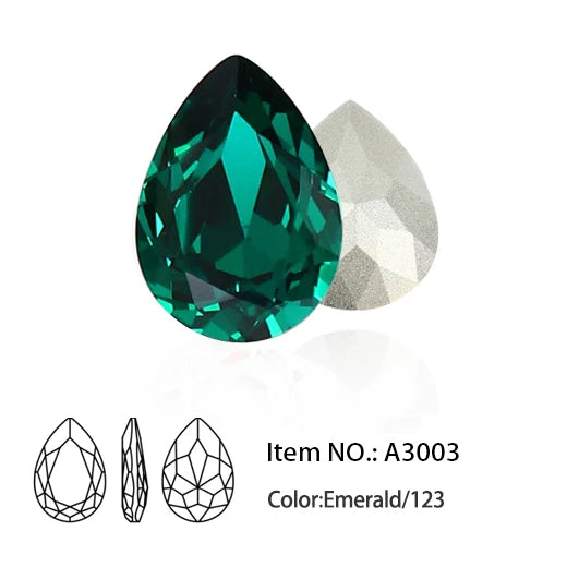 Glitter Crystal Teardrop Rhinestone, Pointback, Fancy Stone, Drop Strass Diamond for Nailart Decorations, Glass Gems Applique