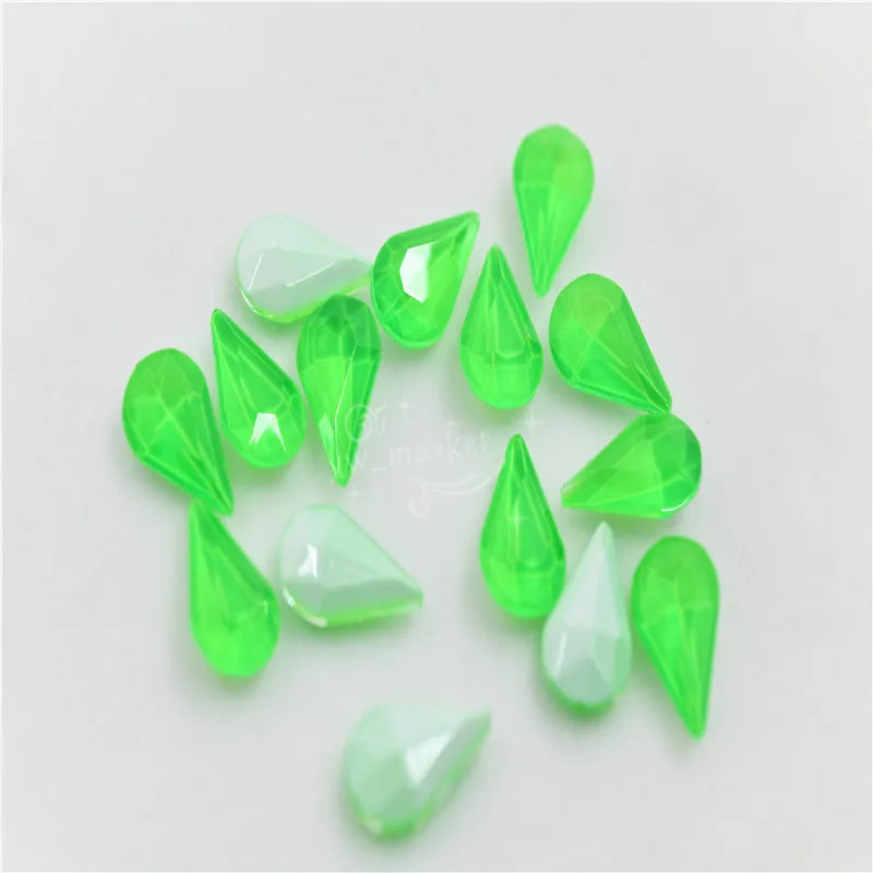 Small diamond fluorescence Teardrop Pointback Crystal Fancy Stone Glass Jewelry Beads Necklace making 8x13mm dress crafts