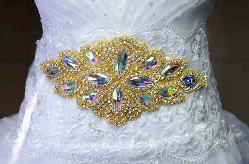 1 AB crystal rhinestone costume dress applique Iron on hotfix sewing on A5004