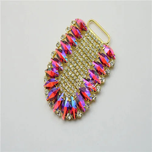 1 pcs Costume Dress Applique Color Rhinestone Sewing On (K9028)