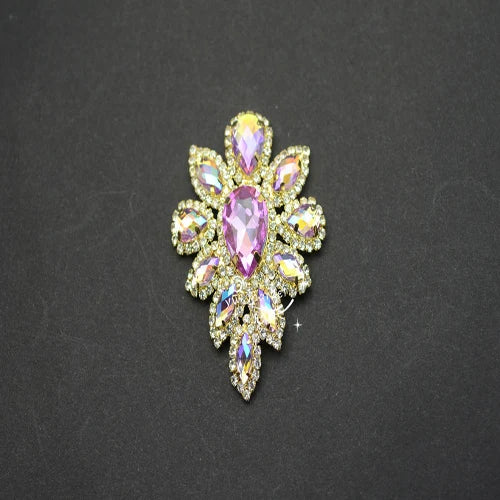 Rhinestones Applique Gold base clothing  Dress sew on  Party Wedding Decoration