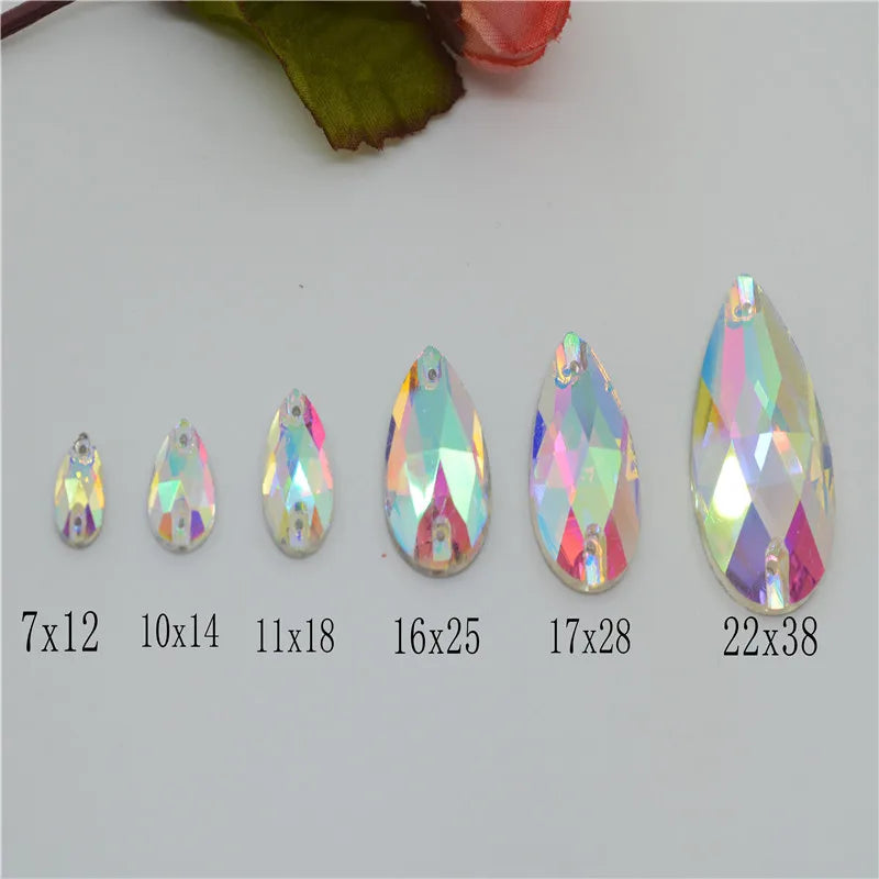 teardrop rhinestones  flatback  crystal ab Strass Stones Applique  belly dance Costume making crafts sew on