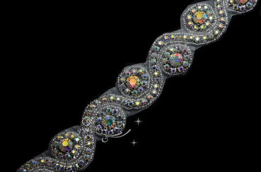 crystal AB rhinestone beaded trim applique Iron On bridal  Garment Accessories x 1 yard (A1002  crystal AB)