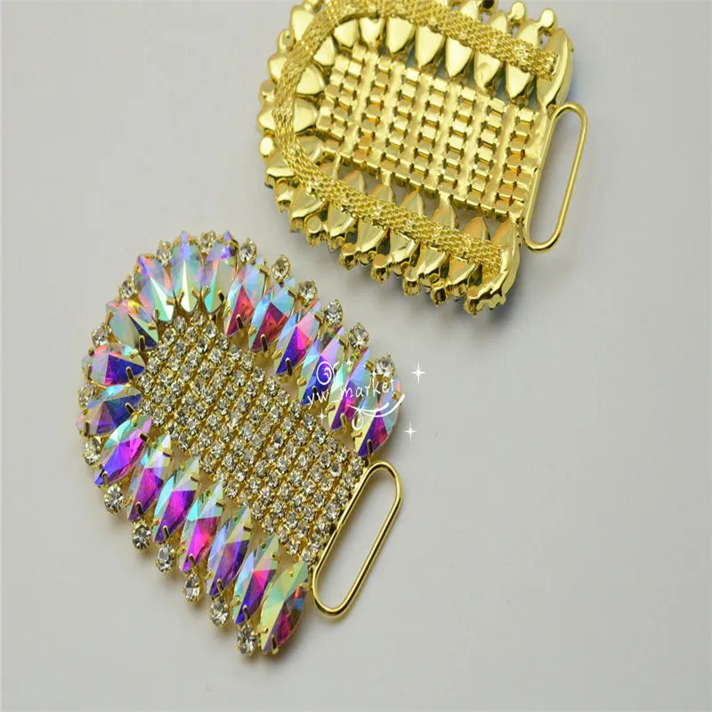 1 pcs Costume Dress Applique Color Rhinestone Sewing On (K9028)