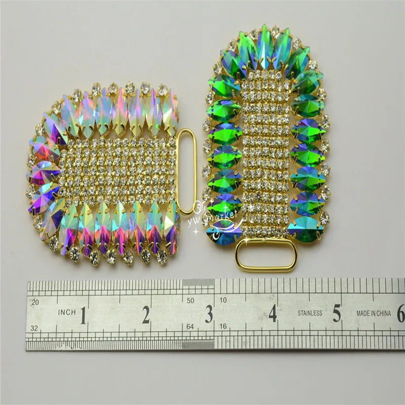 1 pcs Costume Dress Applique Color Rhinestone Sewing On (K9028)