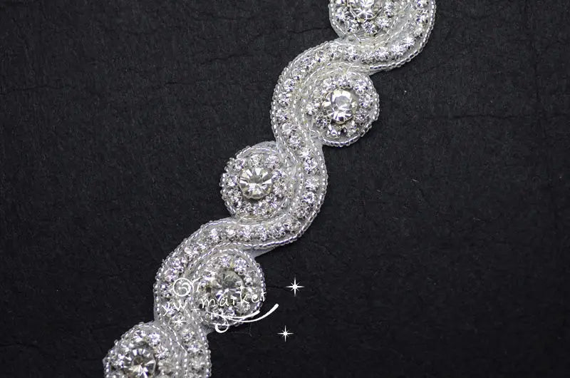 crystal rhinestone beaded trim applique Iron On bridal costume for Garment Accessories x 1 yard(A1002)