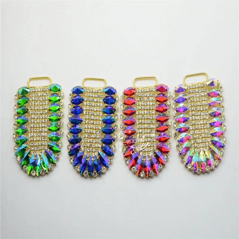 1 pcs Costume Dress Applique Color Rhinestone Sewing On (K9028)