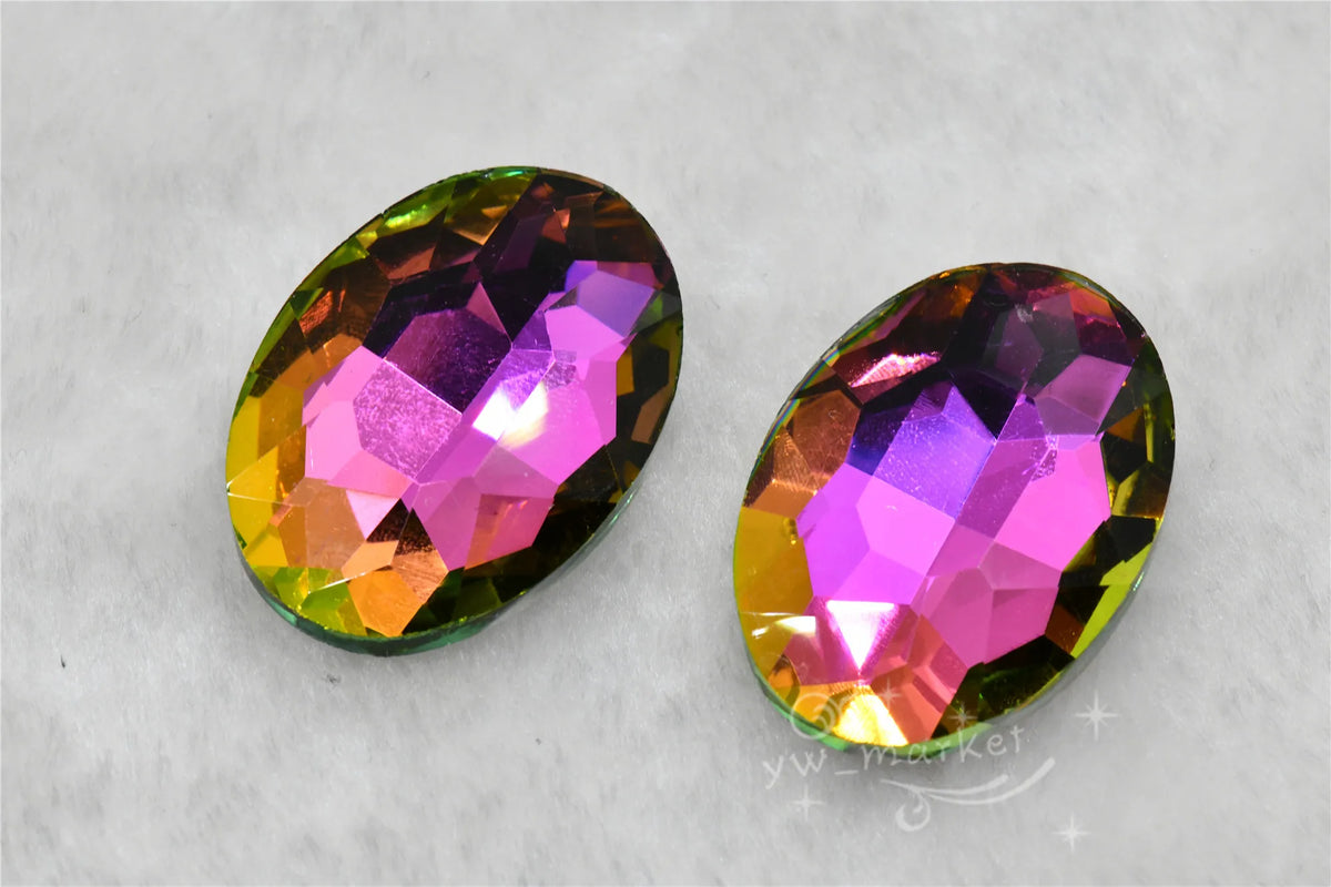 30x40mm big size Oval shape Glitter Glass fancy stones glue Rhinestone clothing