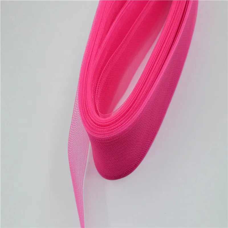 5cm 7.5cm plyester Mesh Ribbon Hard Stiff Flat Plain Crinolines Horsehair Fabric Multiple Widths  Hat And Skirt Making