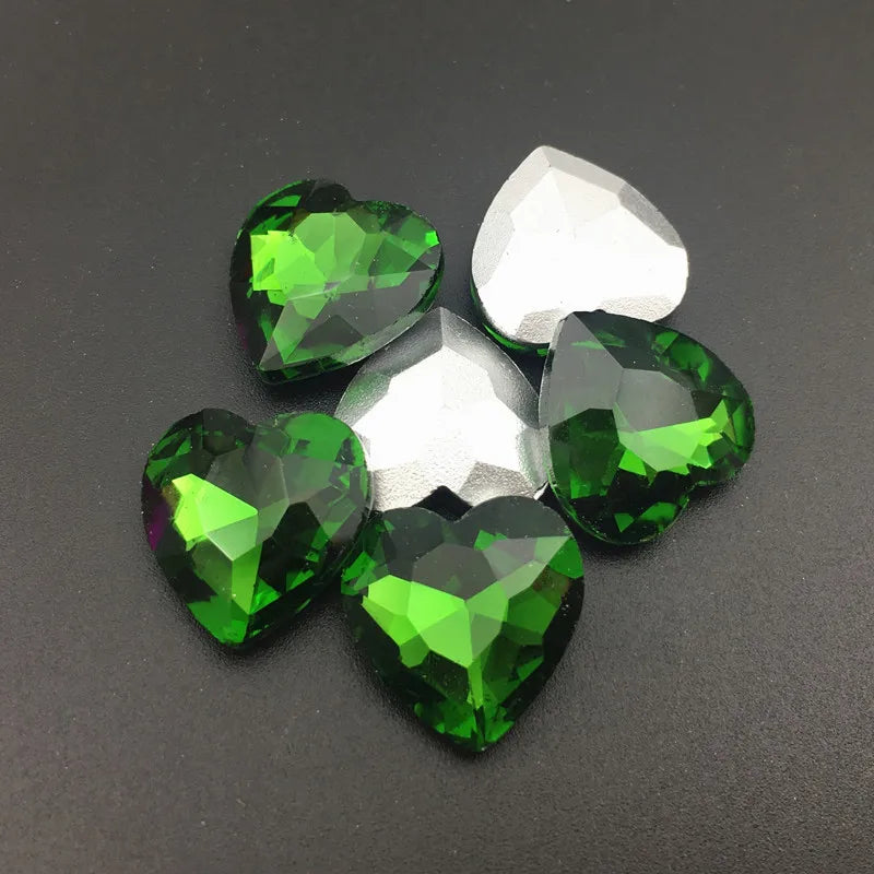 27mm Heart Glass Crystal Point Back Colorful Glue-On Rhinestone Arts Crafts Wedding Dress DIY Gem
