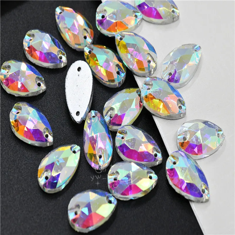 teardrop rhinestones  flatback  crystal ab Strass Stones Applique  belly dance Costume making crafts sew on