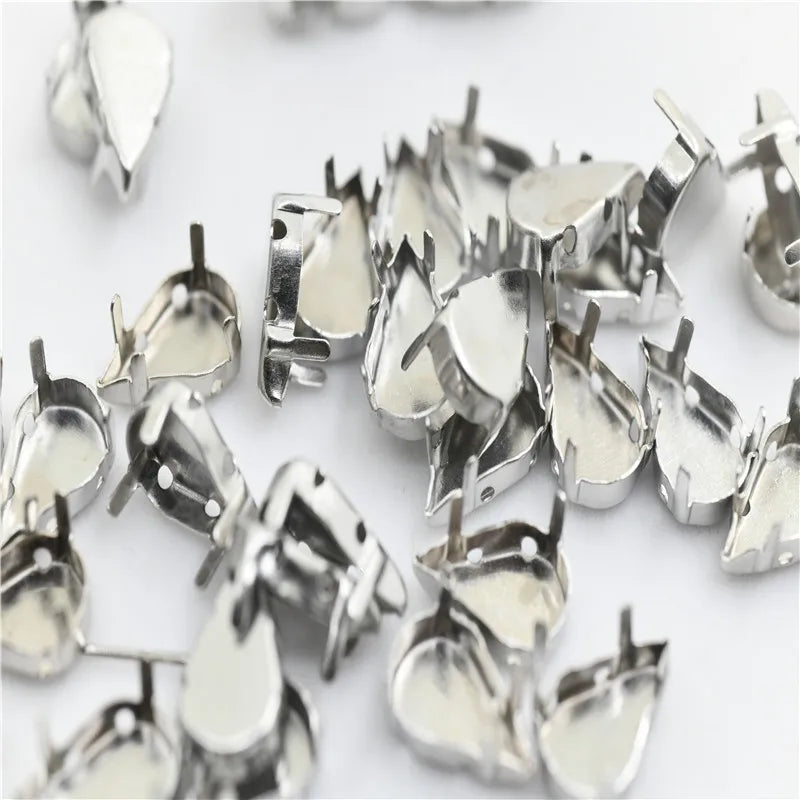 Small diamond fluorescence Teardrop Pointback Crystal Fancy Stone Glass Jewelry Beads Necklace making 8x13mm dress crafts