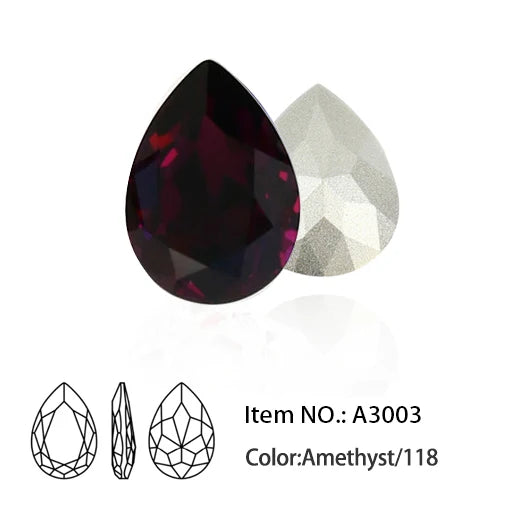 Glitter Crystal Teardrop Rhinestone, Pointback, Fancy Stone, Drop Strass Diamond for Nailart Decorations, Glass Gems Applique