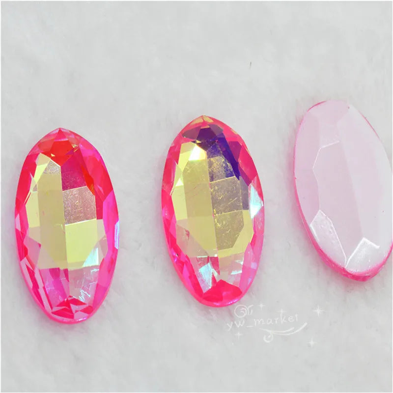 30x40mm big size Oval shape Glitter Glass fancy stones glue Rhinestone clothing