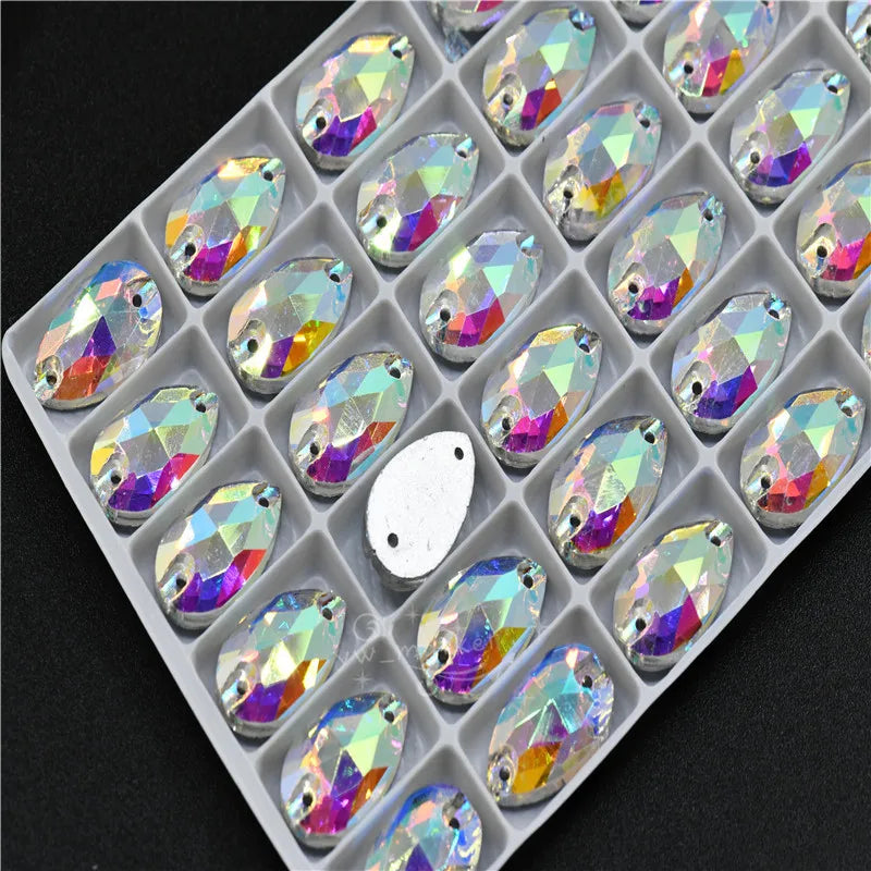 teardrop rhinestones  flatback  crystal ab Strass Stones Applique  belly dance Costume making crafts sew on