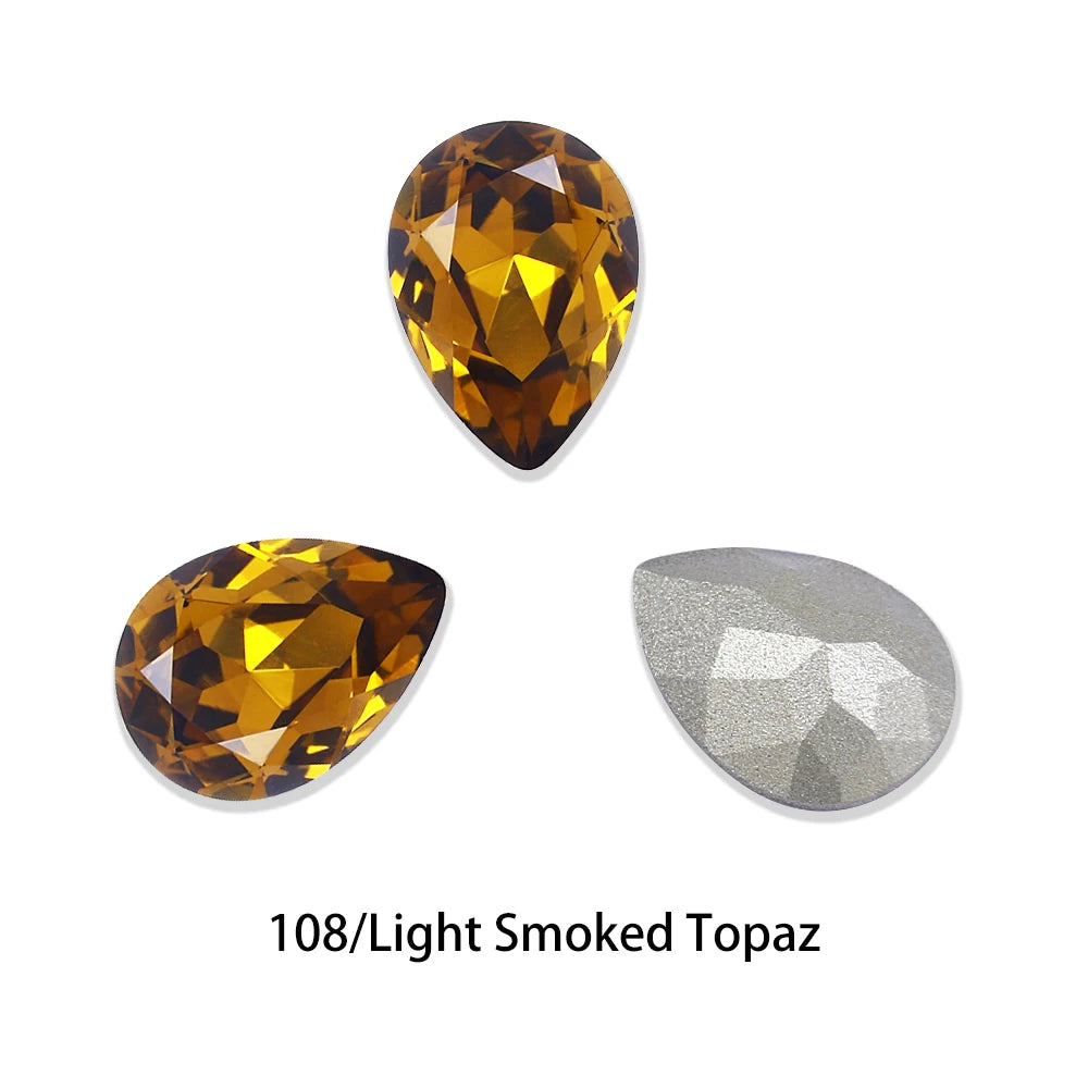 Glitter Crystal Teardrop Rhinestone, Pointback, Fancy Stone, Drop Strass Diamond for Nailart Decorations, Glass Gems Applique