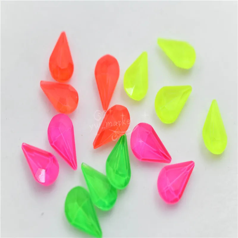 Small diamond fluorescence Teardrop Pointback Crystal Fancy Stone Glass Jewelry Beads Necklace making 8x13mm dress crafts