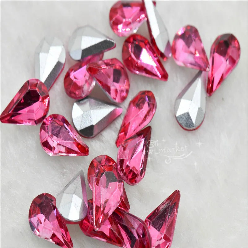 5x8mm 8x13mm glass fancy stone pointback crystal Diamante Rhinestones Droplet jewels Nail Art Decoration