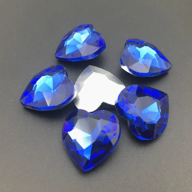 27mm Heart Glass Crystal Point Back Colorful Glue-On Rhinestone Arts Crafts Wedding Dress DIY Gem