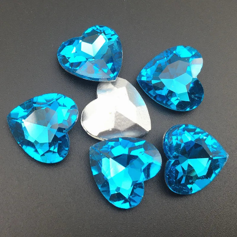 27mm Heart Glass Crystal Point Back Colorful Glue-On Rhinestone Arts Crafts Wedding Dress DIY Gem