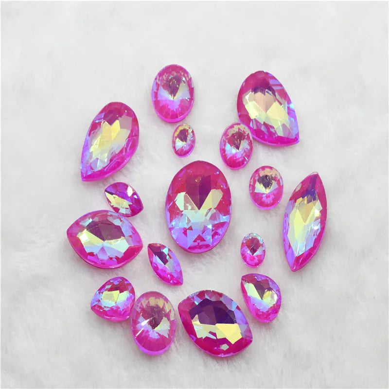 Fuchsia Mocha AB Handcrafts stones and crystals glass pointback beads Needlework accessories