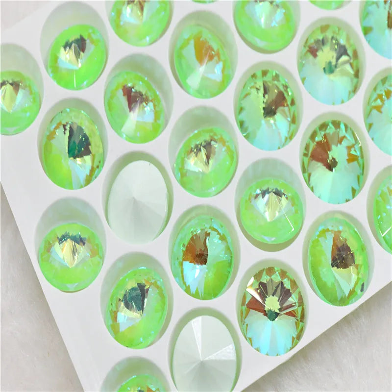 Peridot Mocha AB glass pointback beads stones for crafts  Earrings, necklaces and bracelets
