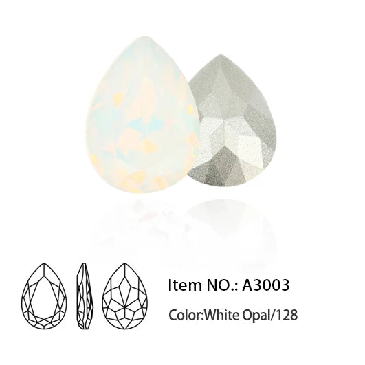 Glitter Crystal Teardrop Rhinestone, Pointback, Fancy Stone, Drop Strass Diamond for Nailart Decorations, Glass Gems Applique