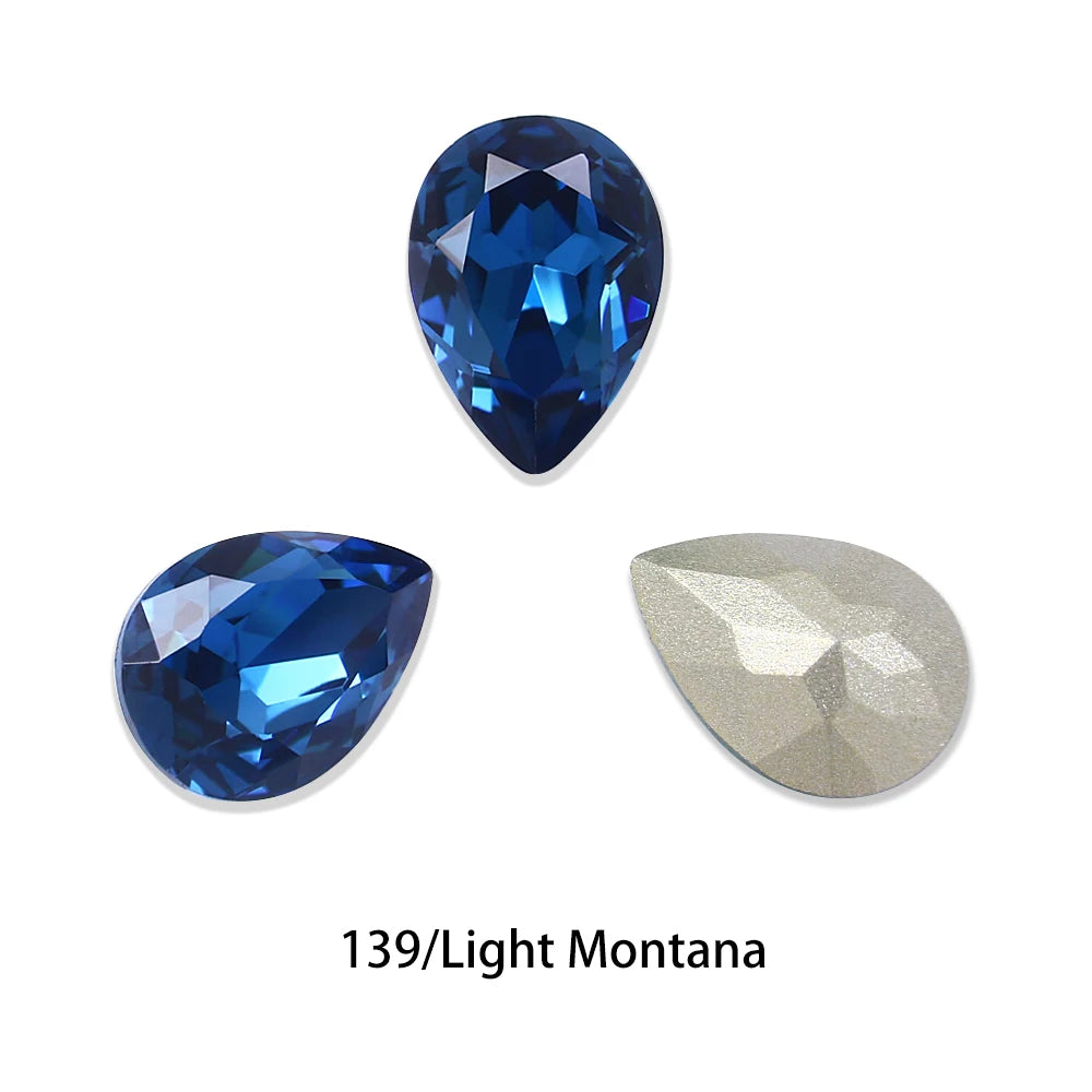 Glitter Crystal Teardrop Rhinestone, Pointback, Fancy Stone, Drop Strass Diamond for Nailart Decorations, Glass Gems Applique
