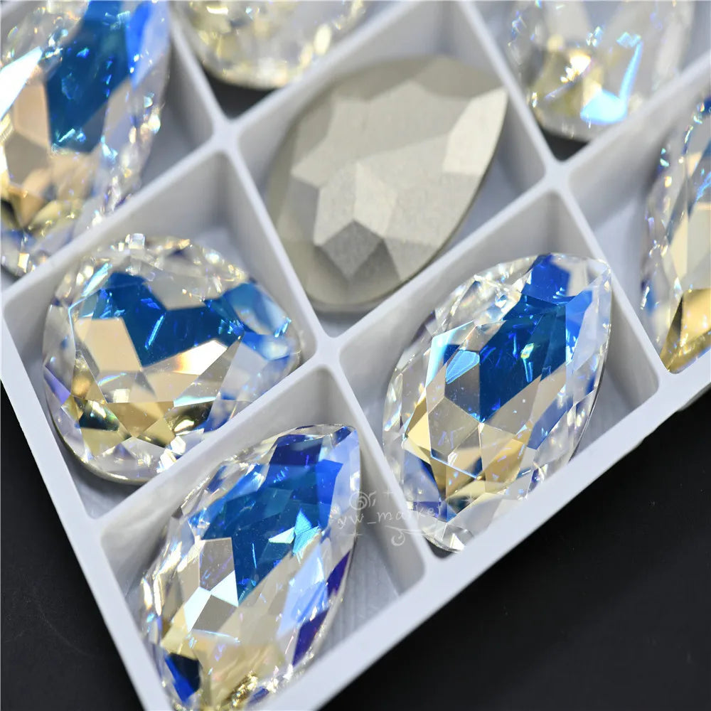 k9 glass crystal Rhinestones Pointback teardrop  super glitter  Beads For Jewelry Making 30x40mm 20x30mm