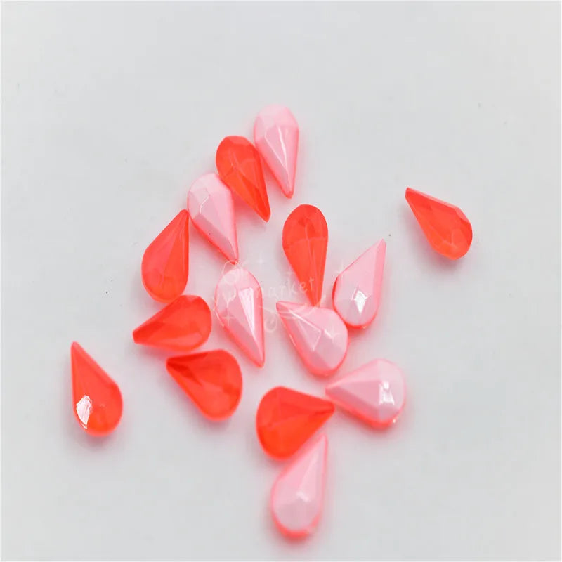 Small diamond fluorescence Teardrop Pointback Crystal Fancy Stone Glass Jewelry Beads Necklace making 8x13mm dress crafts