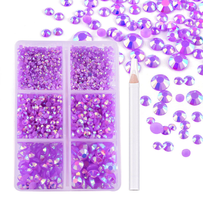 Approx. 2,000 Pieces 6-Compartment Set of Flat-Back Resin Rhinestones  Nail Art Decorations & DIY Accessories for Phone Cases and "Violent Bear" Figures