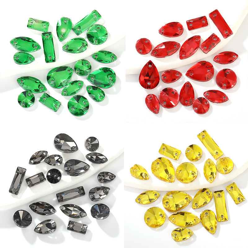 mixed shape size flatback sew crystal stones  glass rhinestones crafts on dress clothes