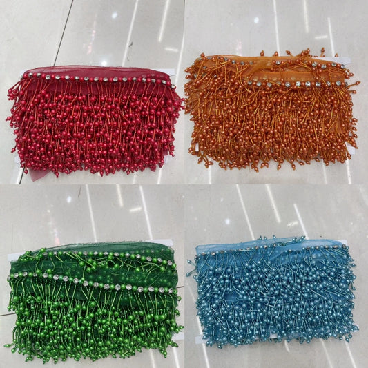 5.8yards 6cm high quality pearls Beaded Tassel Fringe for costumes dress crafts sew on DIY Accessories Home Textile Dance
