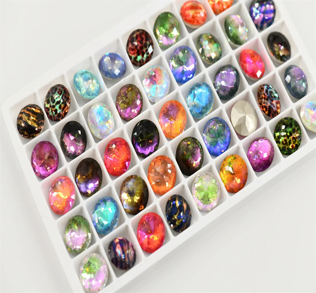 12mm mixed color Round K9 Rainbow Glass Stone Faceted Glass Jewels Accessories Point Back 45pcs