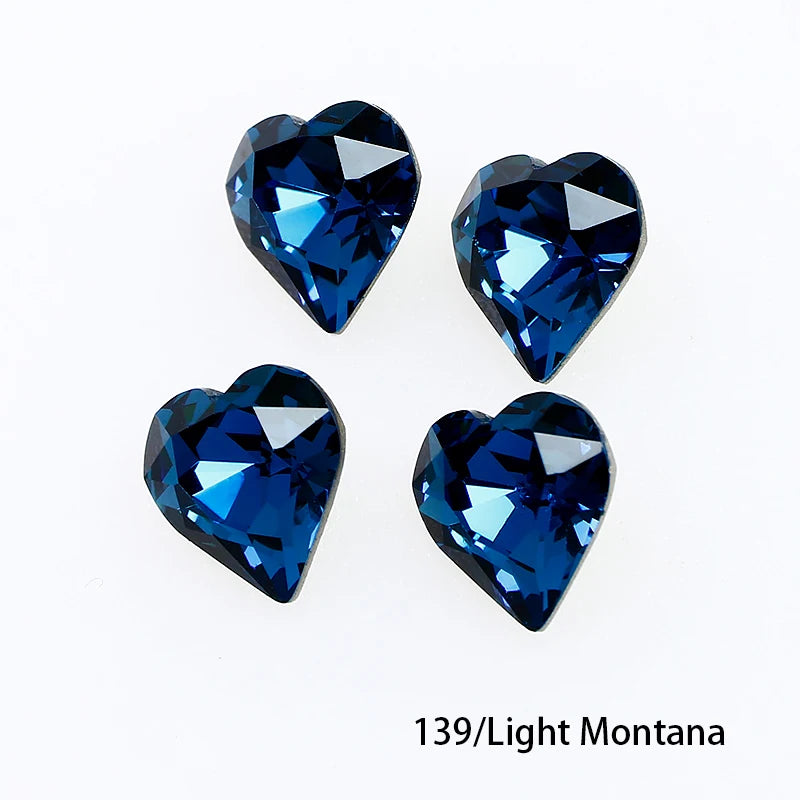 Crystal  Fancy Stone Pointed Back Rhinestones Heart Shape Glue On Crystal Beads K9 Glass Loose Diamond For Jewelry Making DIY