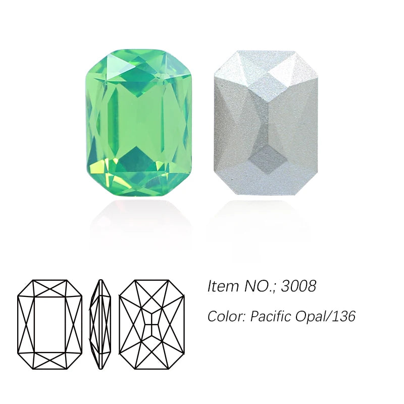 K9 Glass Rectangle Octagon Strass Diamond for Clothes, Nail Art, Rhinestone 3D Pointback, Fancy Stone Gems, Bling Crystal, DIY