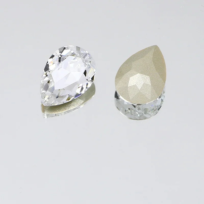 K9 30x40mm teardrop Glass Rhinestones High Quality Pointback Loose Glass Crystal Glue on Garment Crafts