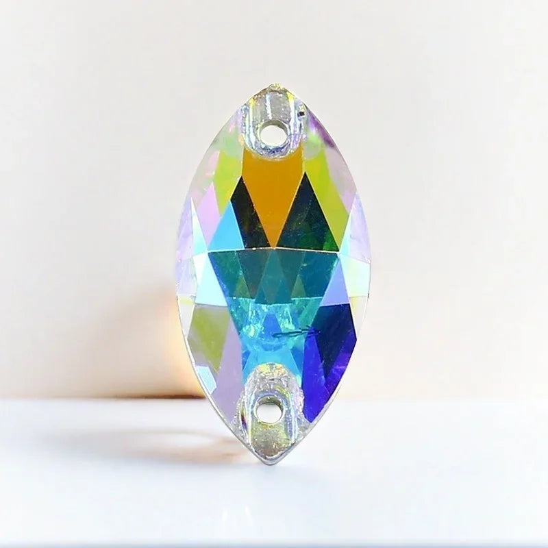 High quality  super fancy navette Strass rhinestones glass flatback crystal ab Costume crafts sewing appliques