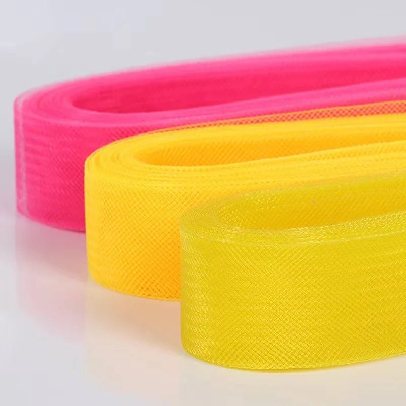 5cm 7.5cm plyester Mesh Ribbon Hard Stiff Flat Plain Crinolines Horsehair Fabric Multiple Widths  Hat And Skirt Making