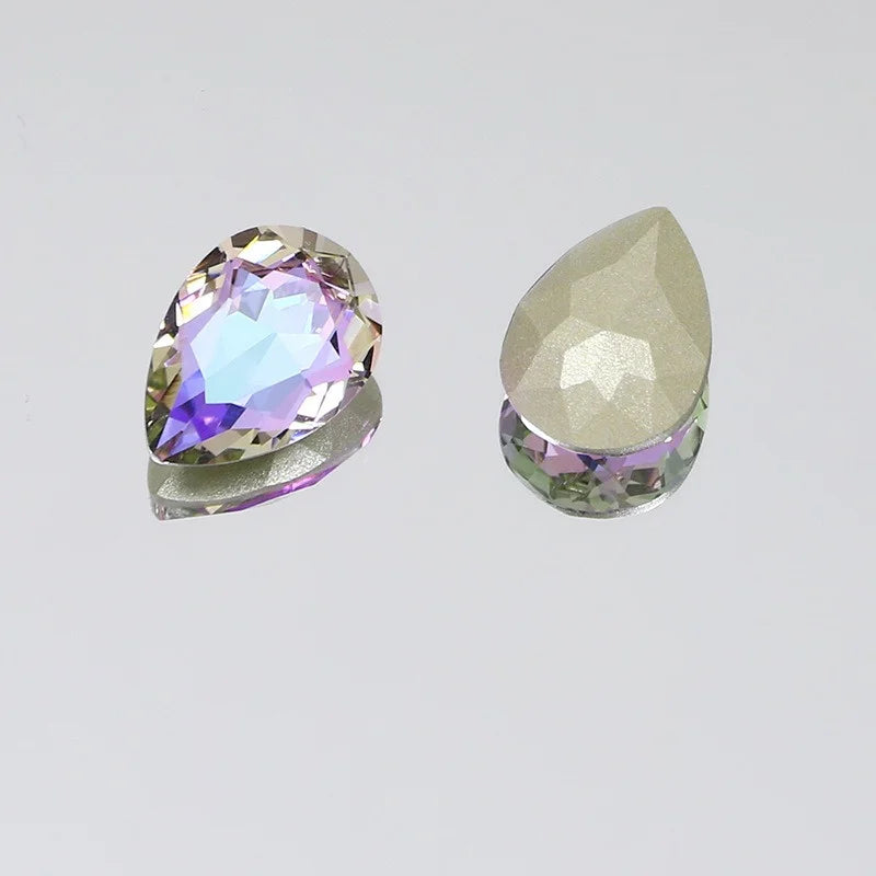 K9 30x40mm teardrop Glass Rhinestones High Quality Pointback Loose Glass Crystal Glue on Garment Crafts
