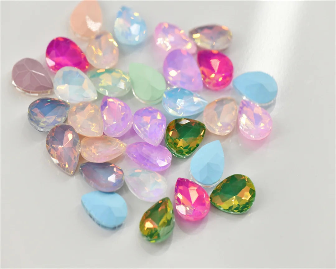 48pcs mixed Jelly mocha rhinestones  teardrop crystal stones to make crafts jewels Decoration  needlework 10x14mm