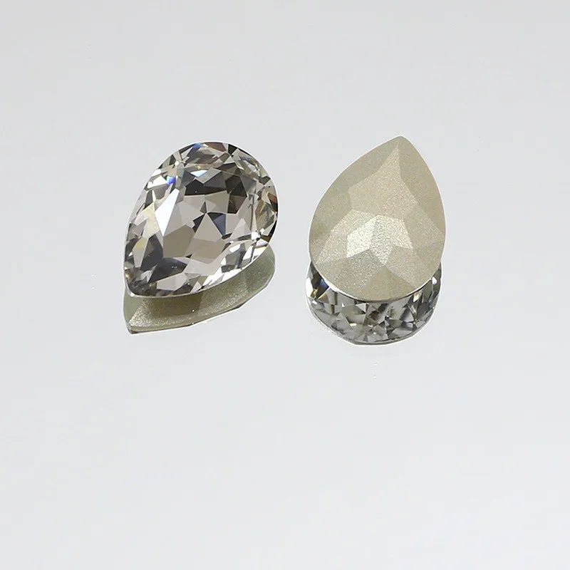 K9 30x40mm teardrop Glass Rhinestones High Quality Pointback Loose Glass Crystal Glue on Garment Crafts