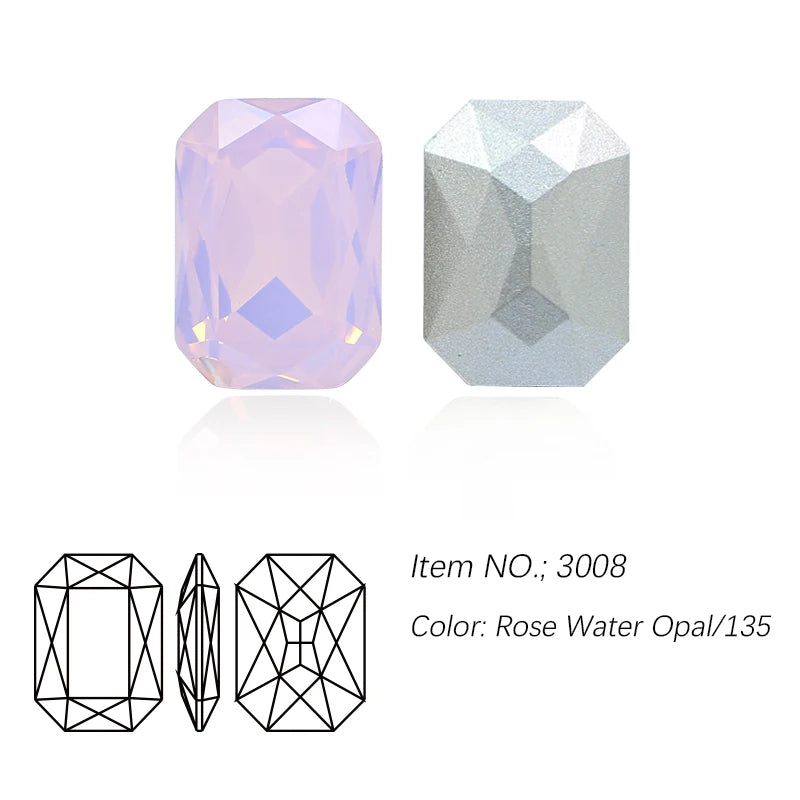 K9 Glass Rectangle Octagon Strass Diamond for Clothes, Nail Art, Rhinestone 3D Pointback, Fancy Stone Gems, Bling Crystal, DIY