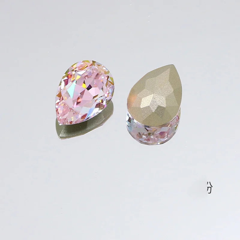 K9 30x40mm teardrop Glass Rhinestones High Quality Pointback Loose Glass Crystal Glue on Garment Crafts